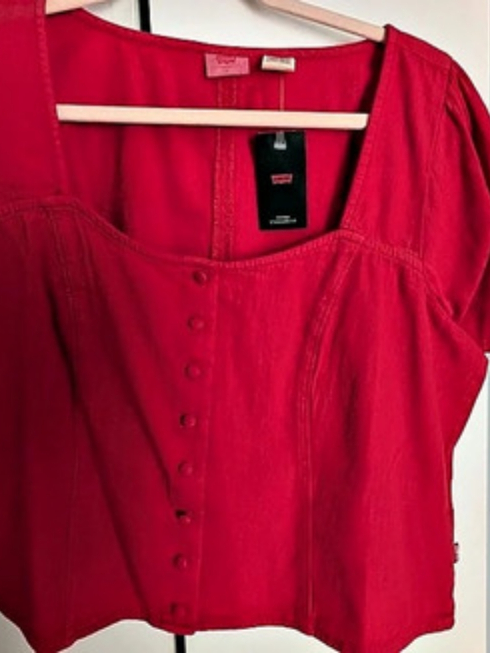 Levi's Pascale Short-Sleeve Blouse Red Size Large